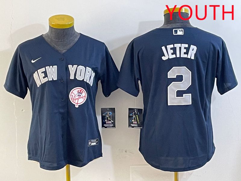 Youth New York Yankees 2 Jeter Blue Game 2025 Nike MLB Jersey style 5
